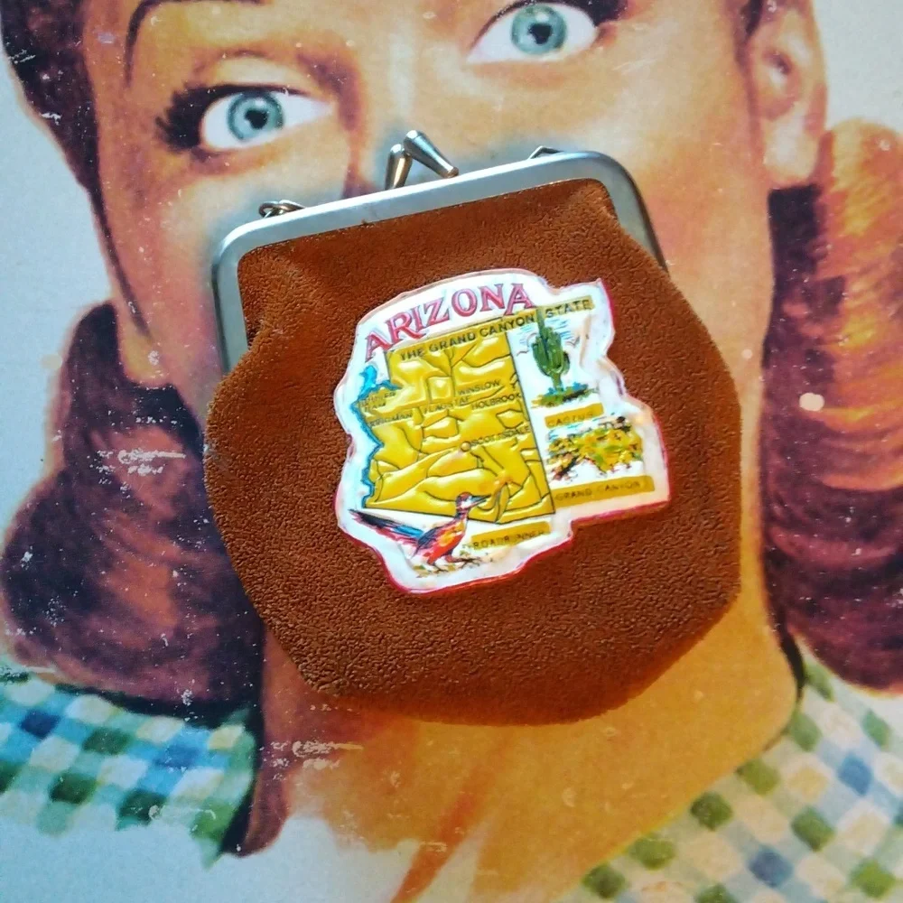 Vintage Souvenir Suede Coin Purse From The State of Arizona 60's-70's - Picture 3 of 7